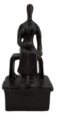Abstract Vintage Coated Bronze 7 Inch Seated Woman Sculpture Heavy Felt Bottom picture