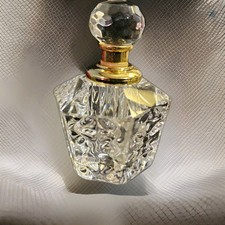 Elegant Crystal Clear Round Scallopped Stick Perfume Bottle with Gold Accents picture