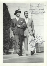 ACTORS CHESTER MORRIS & JOSEPH CALLEIA, SIGNED VINTAGE CANDID PHOTO picture