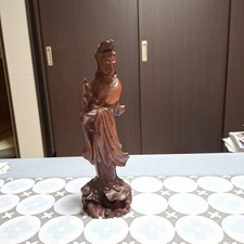 Kannon Bodhisattva Standing Buddha Statue Wood Carving Japanese Buddhist Art picture