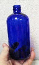 Vintage large cobalt blue bottle, no cap / lid, 6.5 inches tall, great decor picture