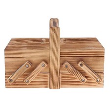 Wooden Foldable Sewing Box Thread  Sew Basket Jewelry Boxes for Storing1218 picture