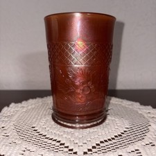 Antique Dugan Marigold Carnival Glass Tumbler - Lattice & Daisy ~ oA1-3a picture