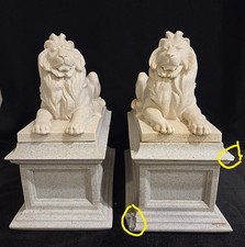 Vtg MMA Metropolitan Museum of Art Lion Bookends Pair Faux Stone Library Heavy picture