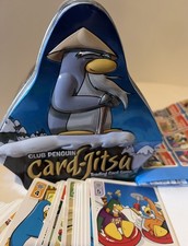 Club Penguin Card-Jitsu Card Lot 100 Normal & 15 Holographic Collectors Box Tin picture