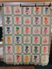 Antique Handmade Quilt SUNBONNET SUE 72