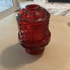 VTG 2PC. Indiana Amber Glass Large Fairy Lamp Stars & Bars 1970’s 6.5