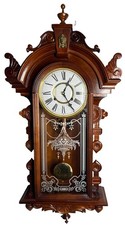 Vintage Victorian Style Wall Clock With Mahogany Finish Fully Serviced picture