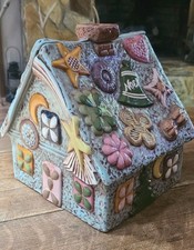 Vtg 1960s Atlantic Mold Gingerbread House Ceramic Cookie Jar Christmas Canister picture