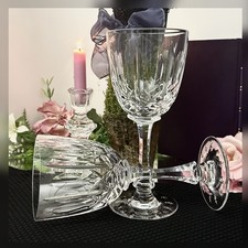 Josair Monte Claire Water Goblets Pair Cut Crystal Replacement Stemware picture
