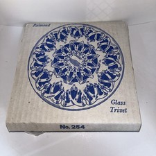 New Raimond #254 Round Pierced Floral Etched Silver-Plated Glass Trivet Italy picture