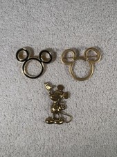 Vintage Waving Mickey Mouse  and Mouse  Ear Gold Tone Brooch /Lapel pin lot of 3 picture