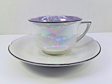 Vintage Leuchtenburg Germany Lusterware Cup Saucer Lavender Pearl Iridescent picture