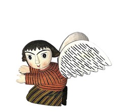 Tadeusz Kacalak Angel Wood Carving, Vintage Polish, Poland Signed Folk Art picture