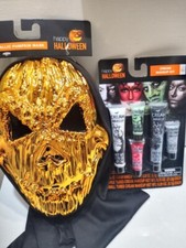Bright Orange Metallic-Pumpkin Halloween Party Mask-Special Bonus Buy-Look Now picture