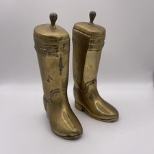 Vintage Solid Brass English Riding Boot Book Ends, Ralph Lauren style, Korea picture