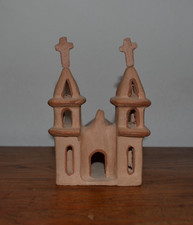 Vintage Folk Art Clay Mission Church, Mexican Pottery picture