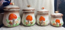 Vintage Arnels MCM Mushroom Orange / Brown Mushroom Canister Set picture