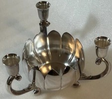 Reed And Barton Silver Plate 333 Lotus Candelabra Candle Holder 3 Arm 1960s 5x8” picture