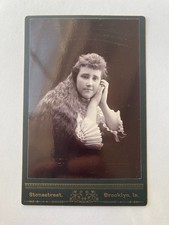 Antique Cabinet Photo Young Woman Portrait Stonestreet Brooklyn Iowa c1890s picture