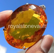 201 Ct Natural Orange Sapphire Oval Shape 925 Silver Pendant  IGL Gemstone 6SHB picture