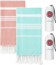 2 Packs Cotton Turkish Beach Towels Quick Dry Sand Free Oversized 72