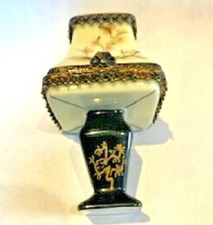 Vintage Lamp w/ Bulb Inside Trinket Box Limoges French Porcelain Peint Main picture