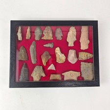 Vintage Arrowhead Collection - 20 Piece Native American Stone Artifacts Display picture