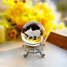 ZEERSHEE  2.3-inch 3D Clear Piggy Crystal Ball with Stand Cute picture