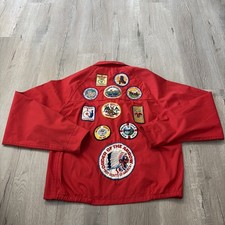 Vintage Boy Scouts Of America Jacket Full Zip Red Men’s Medium 50S Patches picture