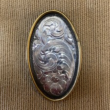 VTG Gold tone Sterling Silver Overlay Concho 2”x 1  1/4” picture