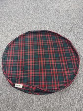 Vtg LL Bean Round Table Top Cloth Cover Red Green Tartan Plaid Blackwatch 80s picture