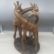 Kenya Hand-Carved Wood Intertwined Three Giraffes Figurine 10