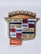Vintage Enamel Cadillac Car Automobile Hood Trunk Badge Crest Emblem Ornament picture