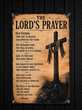 The Lord’s Prayer Metal Sign, Rustic Christian Cross Wall Decor, Religious Gift picture