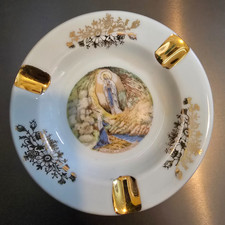 Vintage Jammet Seignolles Limoges France Lourdes Ashtray Virgin Mary Gold picture