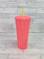 Starbucks 2022 Dragon Fruit Salmon Pink Studded 24oz Venti Tumbler Cup picture
