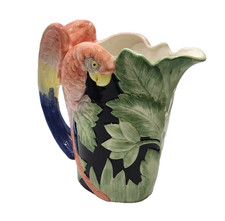 Vintage 1986 Fitz & Floyd Handpainted Majolica Tropical Parrot Pitcher 1.5-Quart picture