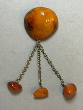 Beautiful Vintage Soviet Baltic Amber Brooch with TWO Rare Insect Inclusions picture