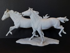 AK Kaiser Porcelain Bisque Two Running Horses G. Bochmann — W. Germany picture