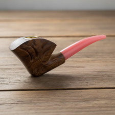 Handmade Intellectual Thinker Smoking Pipe: Sheesham Wood & Stained Bone Stem picture