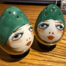 Old Noritake Deco Lady Salt Pepper Shakers Art Deco 1920s Japan Rare picture