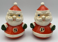 Vintage Holt Howard HH Christmas Winking Santa Salt & Pepper Shakers 1961 Japan picture