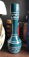 San Polo Italy Vintage MCM Ceramic Vase 16” VENETIAN Turquoise Blue picture
