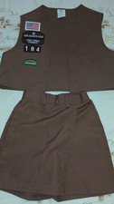 Vintage BROWNIE Girl Scout UNIFORM Skort Vest Patches picture