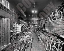1912 View of Metzger Bicycle Shop With Gaslight Fixtures in Detroit 8x10 Photo picture