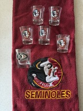 Florida State Seminoles FSU Collectible Set – 6 Shot Glasses + Towel picture