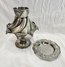 Vintage 1955 Karshi Jerusalem Silver Plated Wine Fountain Base & Plate Set picture