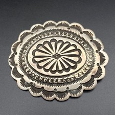 Vintage Navajo Native Leonard Maloney Stampwork Sterling Silver Brooch Pin picture