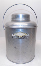 Vintage 1950s Faris Deluxe Picnic Jug Hot & Cold Beverage Jug Glass & Aluminum picture
